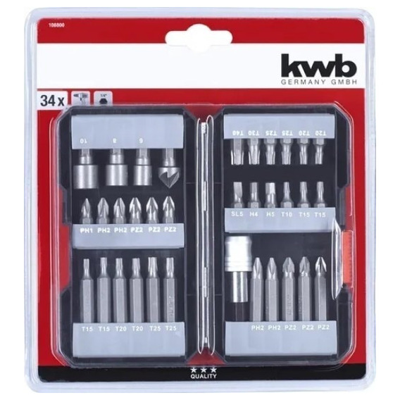 Juego Set 34pc Puntas Atornillador Fresador Einhell Kwb Torx