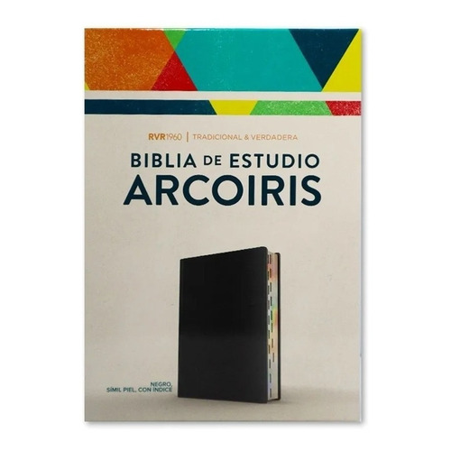 Biblia De Estudio Arcoiris Negro Símil Piel C / Índice 