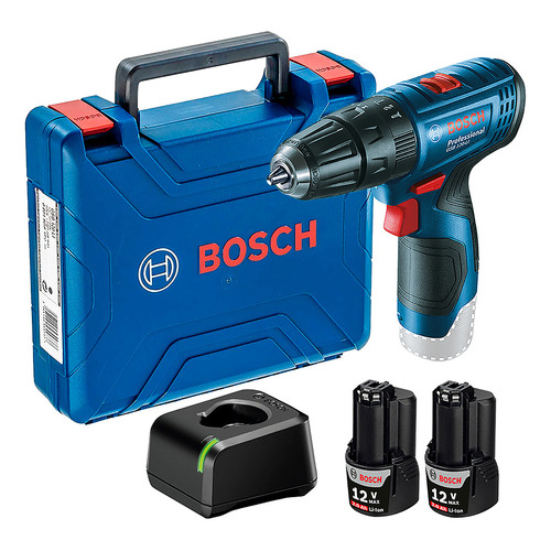 Taladro Atornillador Percutor Bosch Gsb 120-li 2 Baterías Color Azul