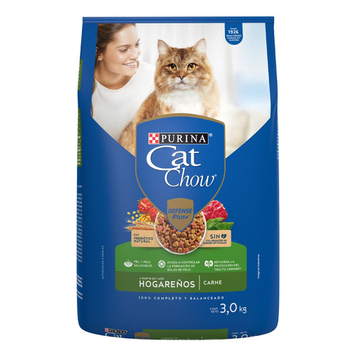 Alimento Cat Chow Defense Plus Hogareños para gato adulto sabor carne en bolsa de 3kg