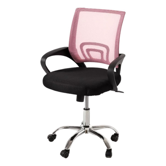 Silla Respaldo Bajo Tela Mesh Rosa Pc