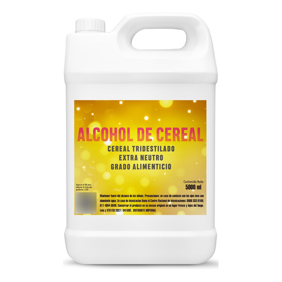 Bidon Cereal Alcohol X 5 Lts 96% Tridestilado Neutro