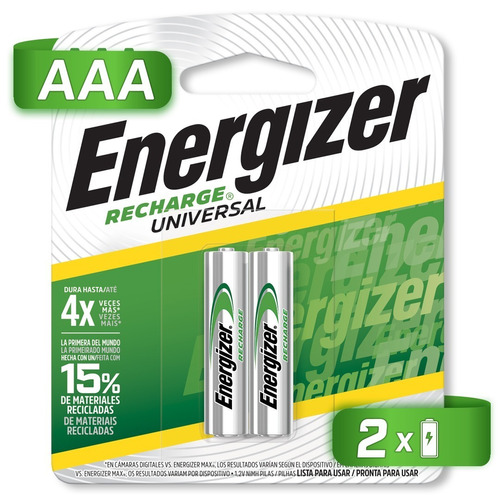 2 X Pilas Recargables AAA ENERGIZER Recharge NH12-700 1.2V