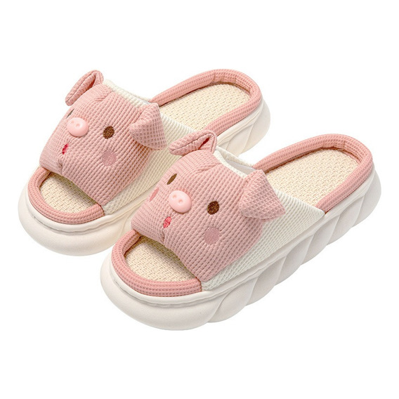 Pantuflas De Cerdito Para Mujer Suaves Cómodas Lino Mudas