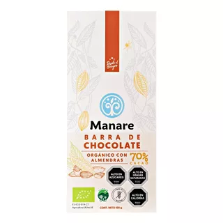Chocolate Con Almendras Orgánico 70% Cacao 100g
