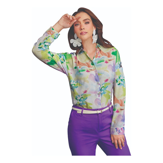 Camisa Mujer De Vestir Multicolor 905-48