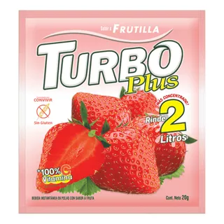 Turbo Plus Jugo De Frutilla Sin Gluten Caja 10 Sobres