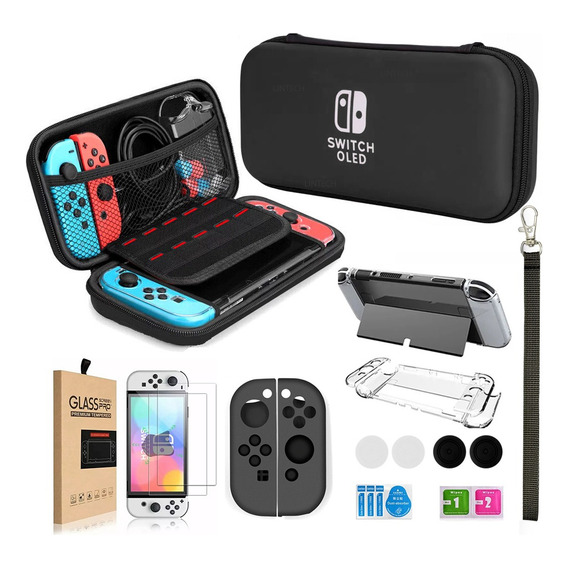 Estuche De Protección Para Switch Oled, Negro, 10 En 1