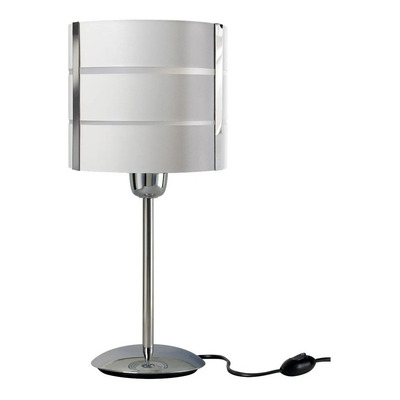 Colgante Moderno Deco Simil Madera Blanco Apto Led Cromo