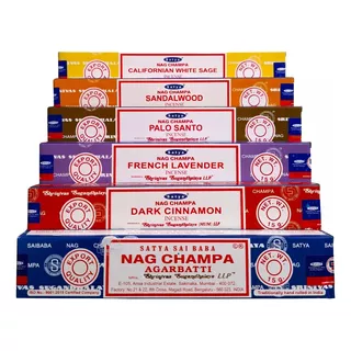 Kit Incenso Indiano Nag Champa Satya Melhores Aromas 6 Cx