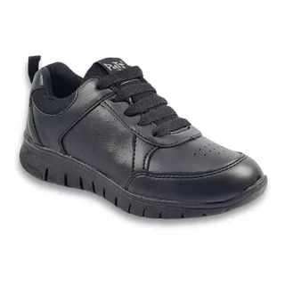 Zapatilla Fun Acordonada Negro Plumitas Para Chicos Colegial