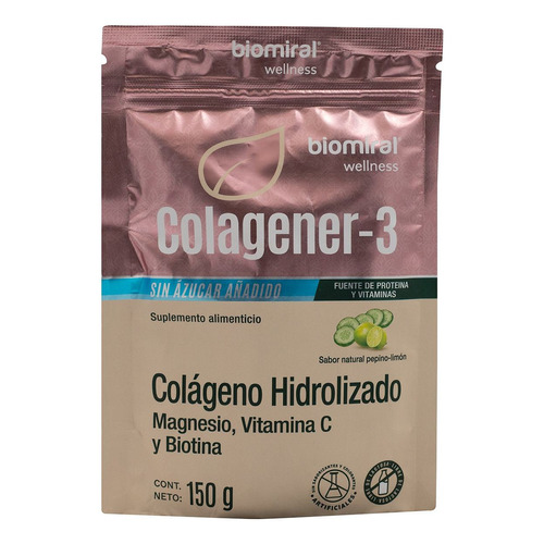 Biomiral Wellness Colagener 3 Suplemento En Polvo Sabor Pepino - Limón