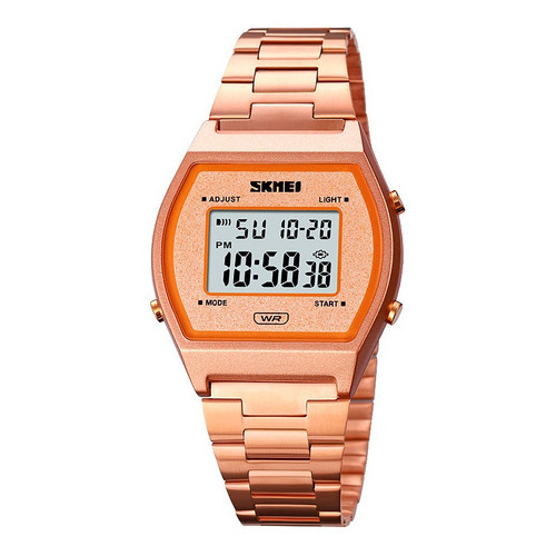 Reloj Hombre Skmei 1328 Acero Alarma Cronometro Elegante Color de la malla Dorado Rosa Brillante