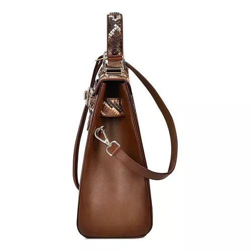 BOD51PI - Bolso tote Cuadra a la moda western de pitón CAFE para mujer –