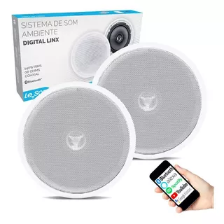 Kit Caixas De Embutir Sistema Som Ambiente Bluetooth Arandela Redonda Branca Ativa + Passiva Le Son