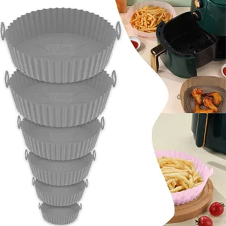 Kit 6 Forro Air Fryer De Silicone Reutilizável Antiaderente