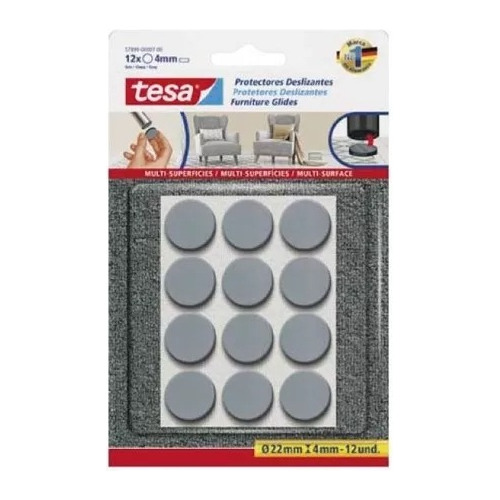 Protector Circular Auto Adhesivo 22mmx4mm Pack X 12 Tesa Color Gris