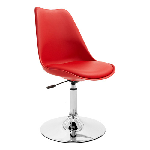 Silla Tulip Eames Para Escritorio Con Base Fija Newmo Roja De Asiento Rojo