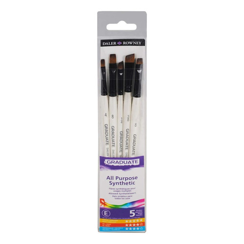 Brocha plana Graduate de Daler Rowney, 5 unidades