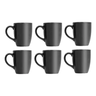 Juego De Tazas Set X6 Jarro Mugg Cerámica Ancers Cafe Negra