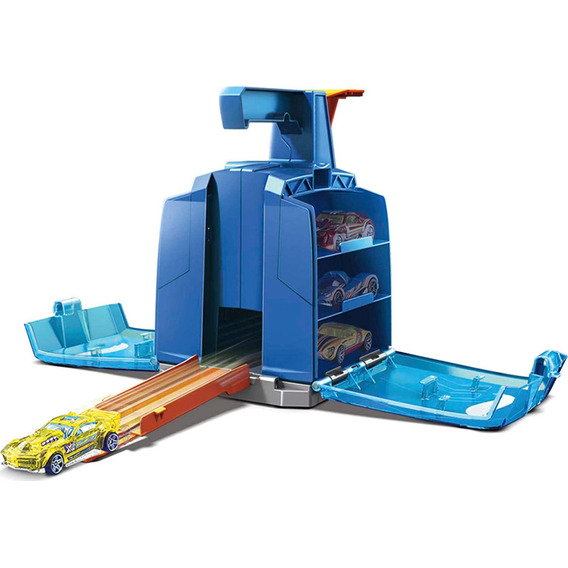 Hot Wheels Track Builder Lanzador Tramos Gcf92 Mattel Color Azul y naranja