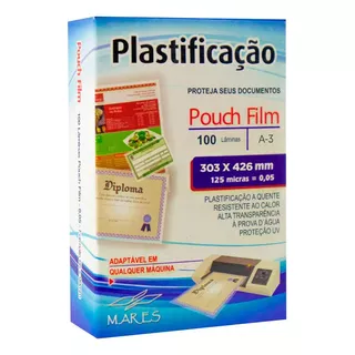 Plástico Para Plastificação Mares A3 303x426 0,05mm 100un