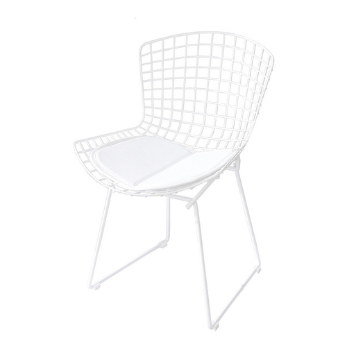 Silla Bertoia Comedor Cocina Negra Acero Hierro Diseño Color de la estructura de la silla Blanco