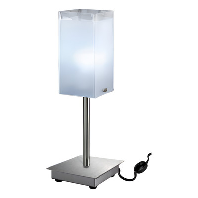 Velador Vidrio Cuadrado Moderno Apto Led Luz Desing Acero Vidrio Satinado