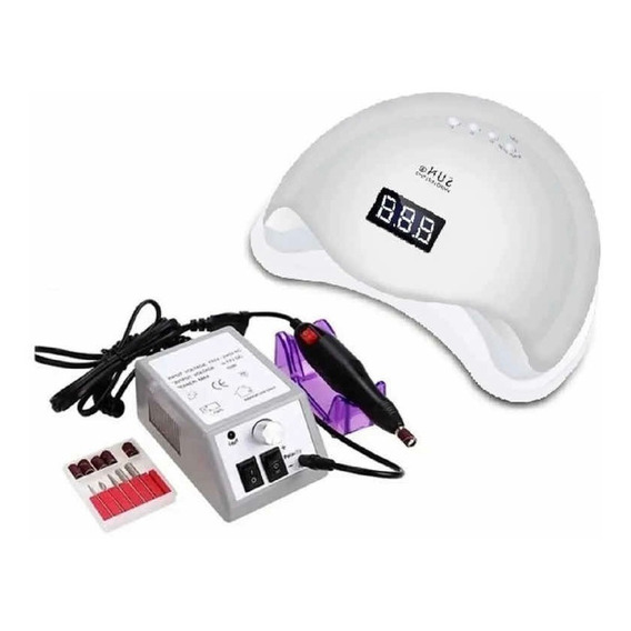 Lámpara Led Uv Sun5 48w + Maquina Torno De Uñas Manicure