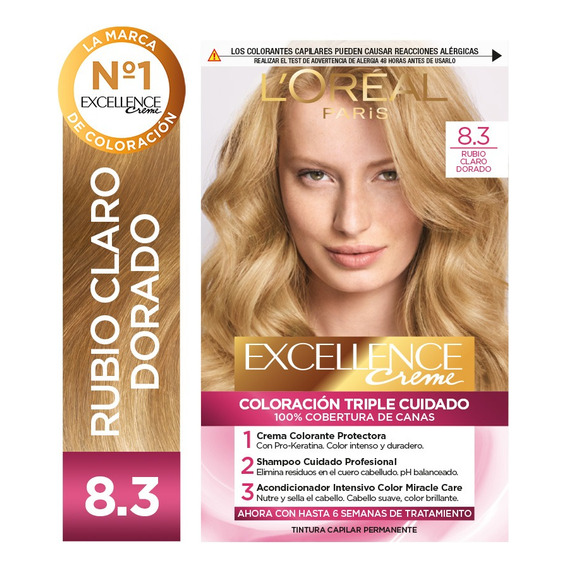  Kit De Coloración Excellence Creme L'oréal Paris Tono Tono 8.3 Rubio Claro Dorado