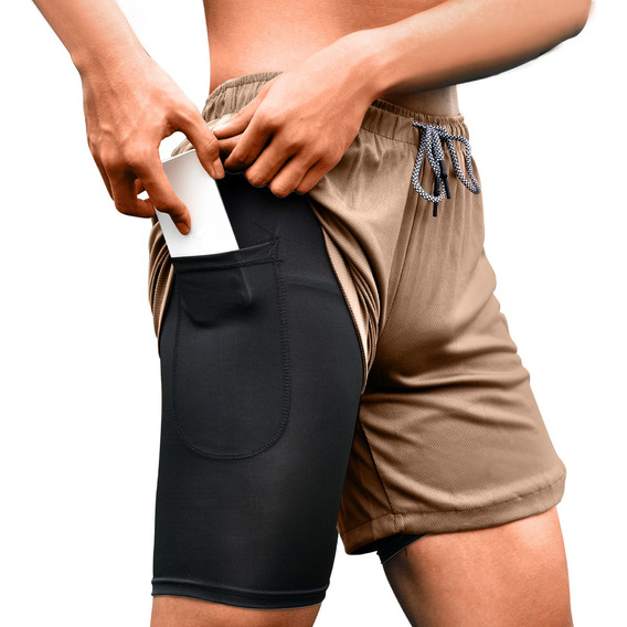 Gimnasio Short Con Licra Deportiva 2 En 1 Hombre Correr