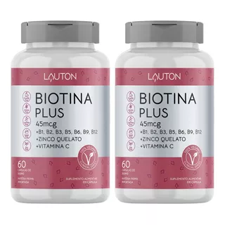 Biotina Concentrada Com Vitaminas B + C + Zinco - Kit 2 Sabor Sem Sabor