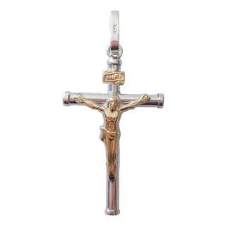Colgante Dije Crucifijo O Cristo De Plata Con Baño De Oro  .