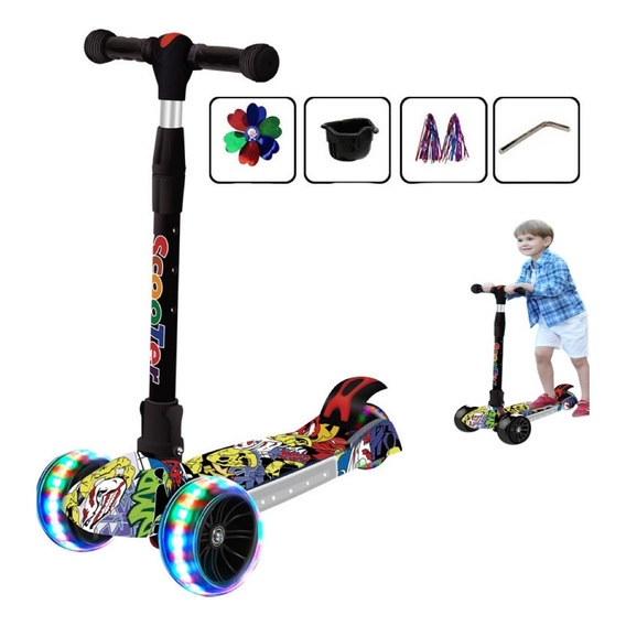 Scooter Plegable Con Luces Led Y Música Para Niños