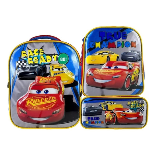 Set Mochila Lonchera Y Lapicera Preescolar Chica Kinder Ruz Disney Cars Rayo Mcqueen 170554 Adyg Coleccion Color Azul