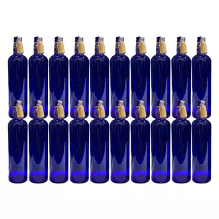 20 Botellas De Vidrio Azul Hooponopono Con Corcho 750 Cm3