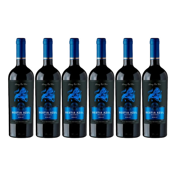 6x Vino Bestia Azul Reserva Merlot