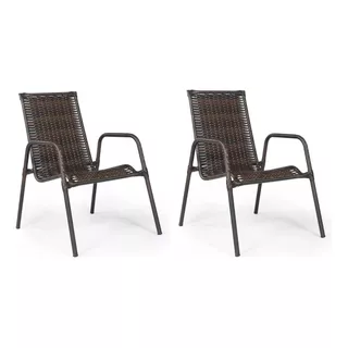 2 Cadeiras Para Varanda Fibra Vime Sintético Estrutura Forte
