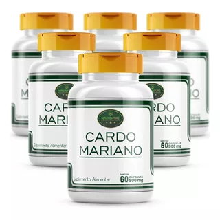 Cardo Mariano Cápsulas 500mg Silybum Marianum 6 Frascos