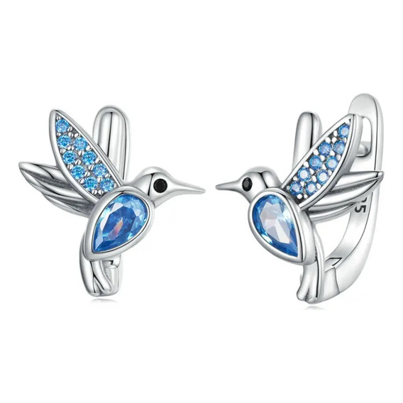 Aretes Pendientes Para Mujer Diseño Colibrí En Plata 925 