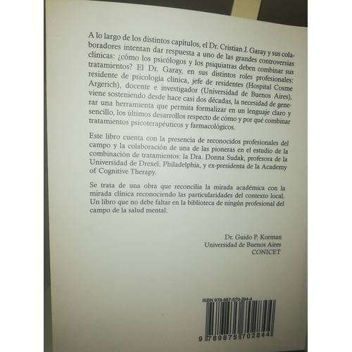 TERAPIA COGNITIVO-CONDUCTUAL Y PSICOFARMACOLOGIA, de GARAY. Editorial Akadia, tapa blanda en español, 2015