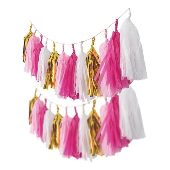 Guirnalda Tassel Metal Rosado Cotillón Activarte