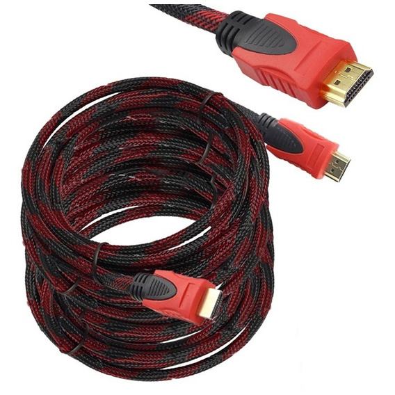 Cable Hdmi Uso Rudo Full Hd Pantalla Laptop Pc Xbox Ps4 10m Color Negro/Rojo