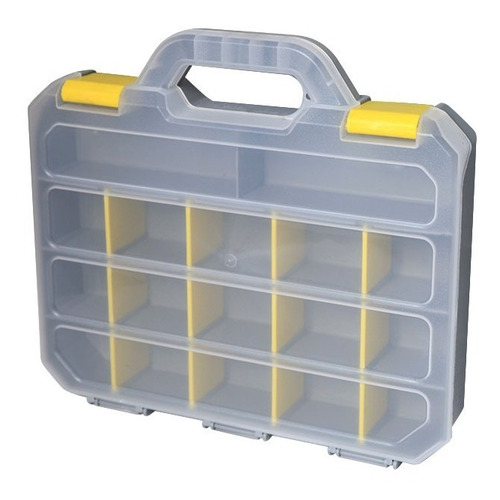 Caja Maletin Organizador Plastico Gavetero Multiusos Barovo Color Gris y Amarillo