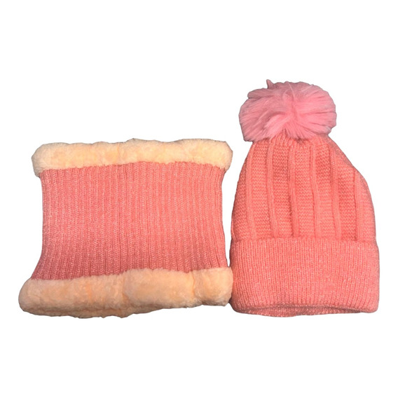 Gorro De Lana + Cuellera Con Forro Afelpado Damas / Invierno