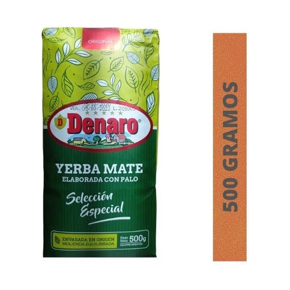 Yerba mate Denaro Seleccion Especial sabor sin sabor sin TACC en bolsa 500 g