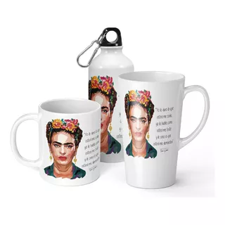 Set De Taza + Botella + Taza Conica Frida Kahlo 1 - Regalo