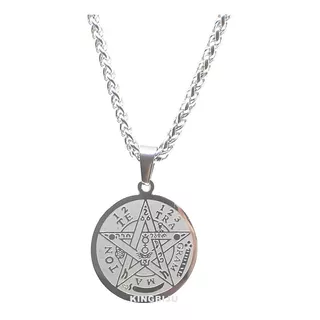 Medalha Tetragramaton + Colar 60cm Ocultismo Kabala Aço Inox