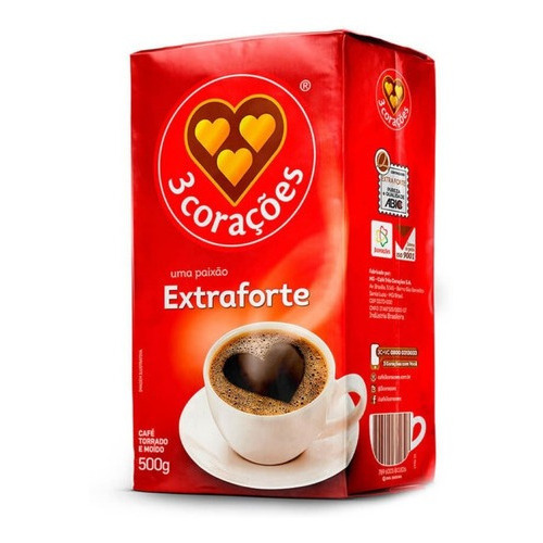 3 Corações extraforte café tostado molido brasilero natural sin azucar 500g