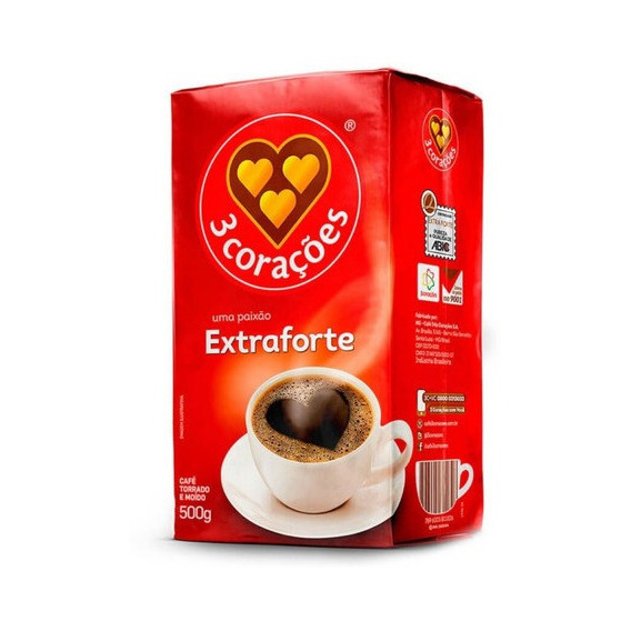 3 Corações extraforte café tostado molido brasilero natural sin azucar 500g